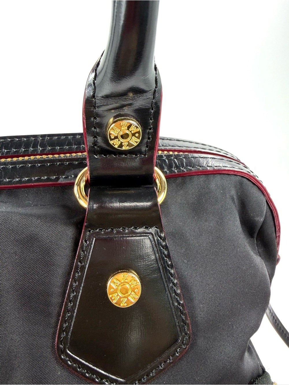 MZ Wallace Bedford Satchel Black Bedford Nylon Patent Leather Trim Gold Hardware - Picture 8 of 16